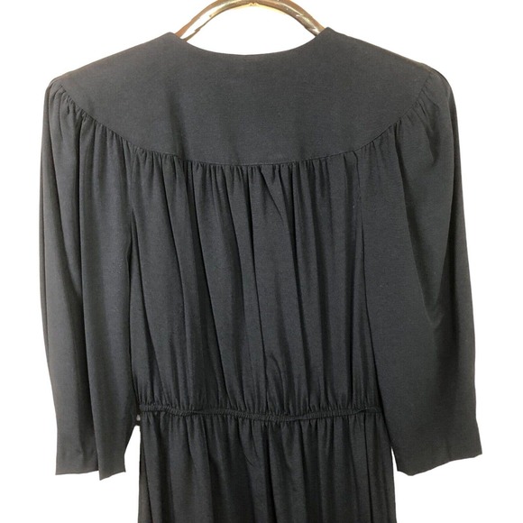 Vintage Luci Fellini Jumpsuit Black 1980s One Piece V-Neck Elastic Waist Size 12 - Picture 8 of 8